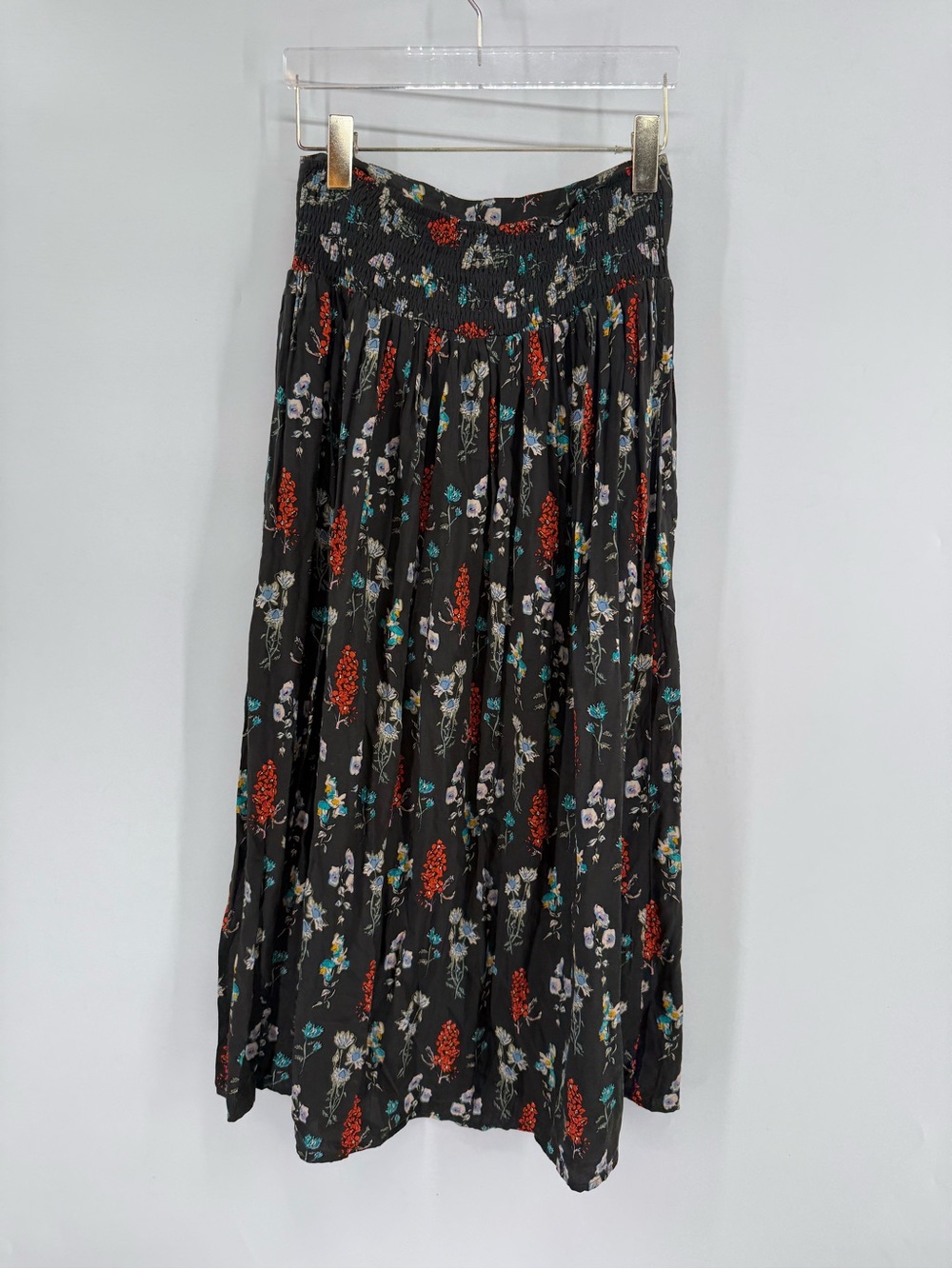 NATURAL LIFE Charcoal Floral Midi Skirt Sz S Cottage Boho Dark Romantic Fairy - Picture 3 of 5